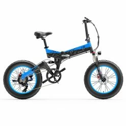BEZIOR XF200 Folding Electric Bike 48V 15Ah Battery 1000W Motor 20x4.0 inch Fat Tire Aluminum Alloy Frame Shimano 7-speed Shift Max Speed 40km/h 130KM Power-assisted mileage Range LCD Display IP54 Waterproof - Black Blue