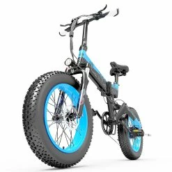 BEZIOR XF200 Folding Electric Bike 48V 15Ah Battery 1000W Motor 20x4.0 inch Fat Tire Aluminum Alloy Frame Shimano 7-speed Shift Max Speed 40km/h 130KM Power-assisted mileage Range LCD Display IP54 Waterproof - Black Blue -Sports & Outdoors Sales bezior xf200 folding electric bike 20 inch 15ah 1000w motor black blue d24d64 1645002119359