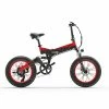 BEZIOR XF200 Folding Electric Bike 48V 15Ah Battery 1000W Motor 20x4.0 inch Fat Tire Aluminum Alloy Frame Shimano 7-speed Shift Max Speed 40km/h 130KM Power-assisted mileage Range LCD Display IP54 Waterproof - Black Red