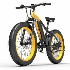 GOGOBEST GF600 Electric Bike 48V 13Ah Battery 1000W Motor 26x4.0 inch Fat Tire Aluminum Alloy Frame Shimano 7-speed Shift Max Speed 40km/h 110KM Power-assisted mileage Range LCD Display IP54 Waterproof - Black Yellow -Sports & Outdoors Sales bezior xf200 folding electric bike 20x4 0 inch 15ah 1000w black yellow 1631788499666