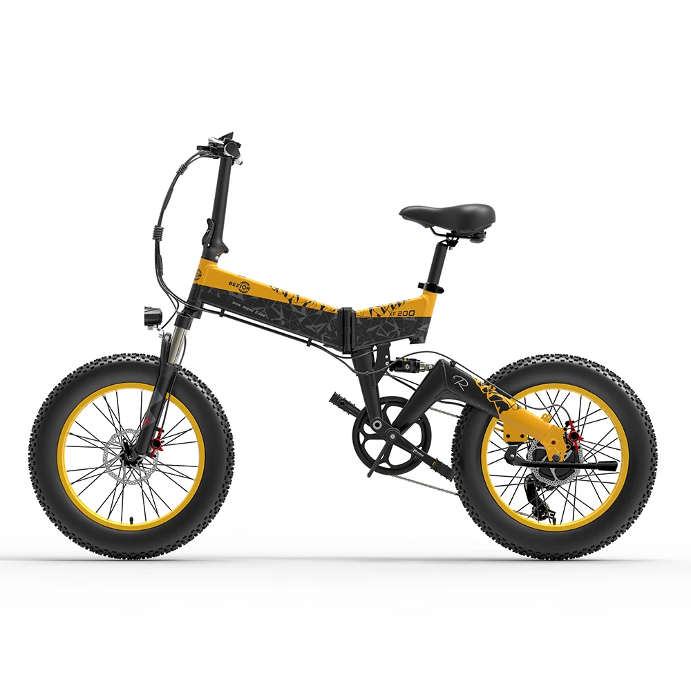 BEZIOR XF200 Folding Electric Bike 48V 15Ah Battery 1000W Motor 20x4.0 inch Fat Tire Aluminum Alloy Frame Shimano 7-speed Shift Max Speed 40km/h 130KM Power-assisted mileage Range LCD Display IP54 Waterproof - Black Yellow 2 BEZIOR XF200 Folding Electric Bike 48V 15Ah Battery 1000W Motor 20x4.0 inch Fat Tire Aluminum Alloy Frame Shimano 7-speed Shift Max Speed 40km/h 130KM Power-assisted mileage Range LCD Display IP54 Waterproof - Black Yellow - Image 2