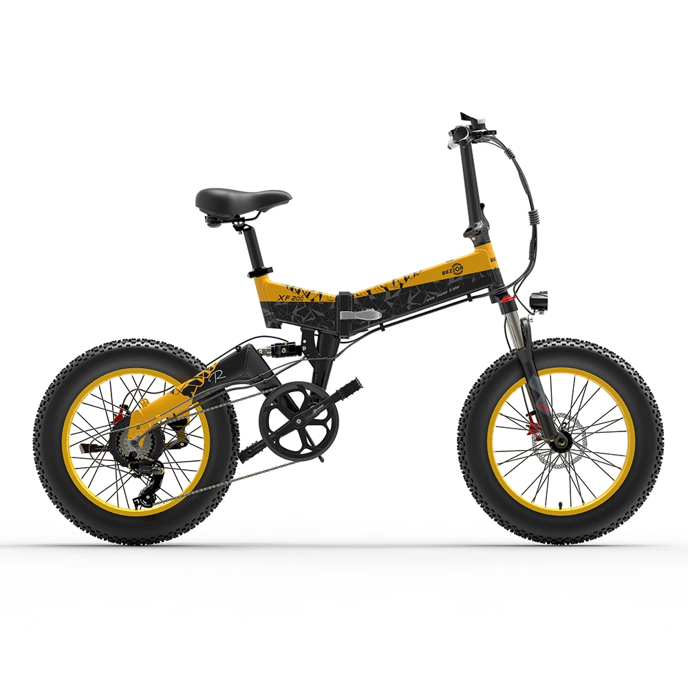 BEZIOR XF200 Folding Electric Bike 48V 15Ah Battery 1000W Motor 20x4.0 inch Fat Tire Aluminum Alloy Frame Shimano 7-speed Shift Max Speed 40km/h 130KM Power-assisted mileage Range LCD Display IP54 Waterproof - Black Yellow 1 BEZIOR XF200 Folding Electric Bike 48V 15Ah Battery 1000W Motor 20x4.0 inch Fat Tire Aluminum Alloy Frame Shimano 7-speed Shift Max Speed 40km/h 130KM Power-assisted mileage Range LCD Display IP54 Waterproof - Black Yellow