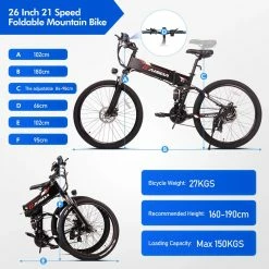 KAISDA K1 26 inch Folding Electric Moped Folding Bike Mountain Bicycle 500W Motor SHIMANO 7-Speeds Derailleur LCD Display 10.4Ah Battery Max Speed 30km/h Aluminum alloy Frame - White 7 KAISDA K1 26 inch Folding Electric Moped Folding Bike Mountain Bicycle 500W Motor SHIMANO 7-Speeds Derailleur LCD Display 10.4Ah Battery Max Speed 30km/h Aluminum alloy Frame - White -Sports & Outdoors Sales docrooup ds2 off road electric folding bike black 1628847785897