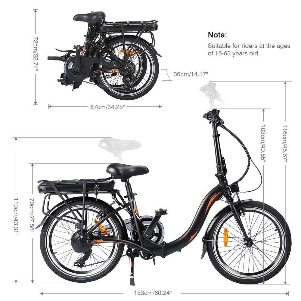 FAFREES 20F054 250W Electric Bike 20 Inch Folding Frame 7-Speed Gears With Removable 10AH Battery LED light - Black 4 FAFREES 20F054 250W Electric Bike 20 Inch Folding Frame 7-Speed Gears With Removable 10AH Battery LED light - Black - Image 4
