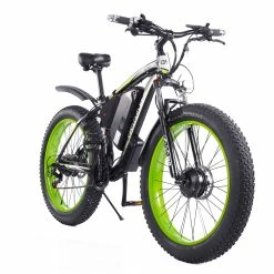 GOGOBEST GF700 26*4.0 Fat Tire Electric Mountain Bike 17.5Ah Battery 500W Dual-Motor 6061 Aluminum Alloy Frame Max Speed 50km/h 70KM Power-assisted Range IP54 Hydraulic Disc Brake MTB Load 200kg - Black Green