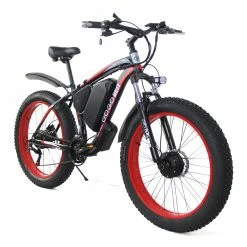 GOGOBEST GF700 26*4.0 Fat Tire Electric Mountain Bike 17.5Ah Battery 500W Dual-Motor 6061 Aluminum Alloy Frame Max Speed 50km/h 70KM Power-assisted Range IP54 Hydraulic Disc Brake MTB Load 200kg - Black Red