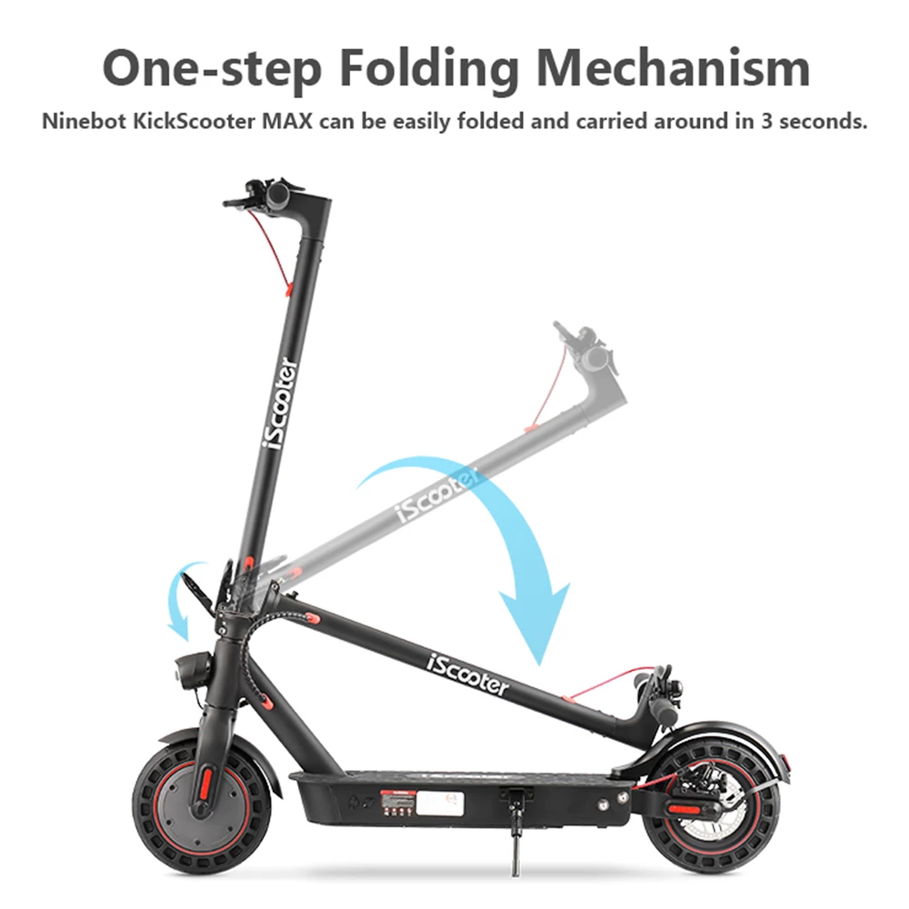 IScooter i9 Max Electric Scooter 10 Inch 500W Motor 10Ah Battery 35Km/h Max Speed 35-40km Range 120KG Max Load APP Control - Black 2 IScooter i9 Max Electric Scooter 10 Inch 500W Motor 10Ah Battery 35Km/h Max Speed 35-40km Range 120KG Max Load APP Control - Black - Image 2