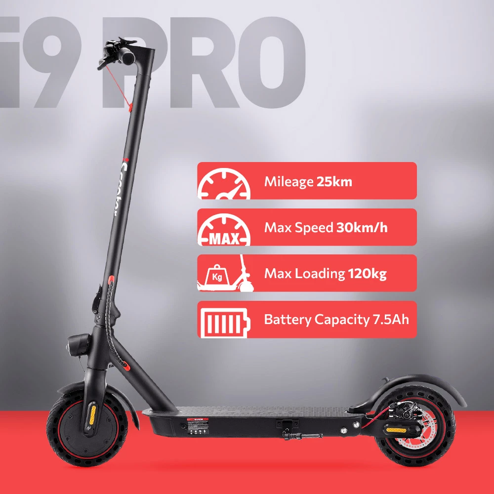 IScooter i9 Pro Folding Electric Scooter 8.5 Inch Honeycomb Tire 350W Motor 7.5Ah Battery 30km/h Max Speed Black 2 IScooter i9 Pro Folding Electric Scooter 8.5 Inch Honeycomb Tire 350W Motor 7.5Ah Battery 30km/h Max Speed Black - Image 2