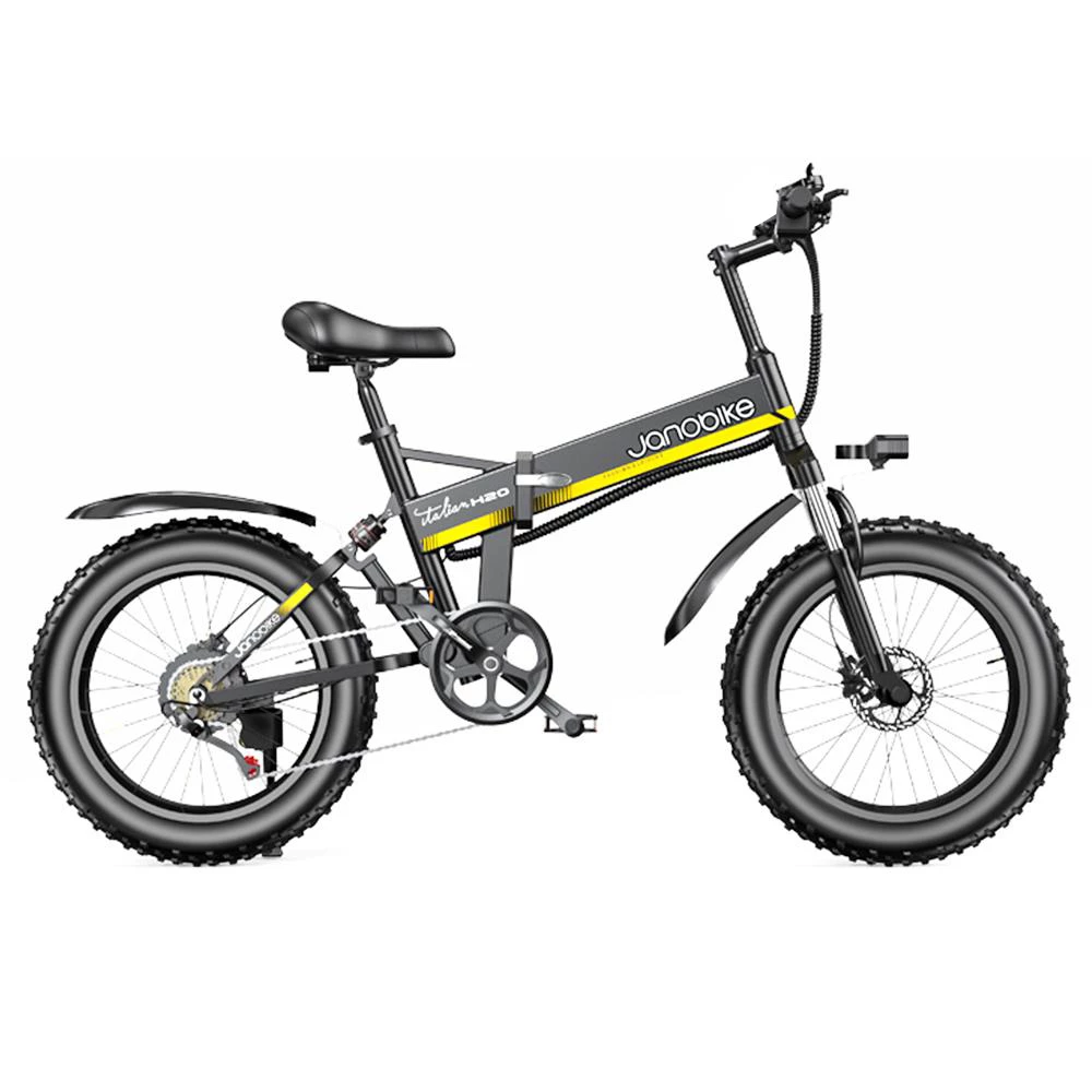 JANOBIKE H20 Electric Bicycle 48V 1000W Motor 9.6Ah Battery 20*4 Inch Tire Snow, Mountain, City Bike - Black 1 JANOBIKE H20 Electric Bicycle 48V 1000W Motor 9.6Ah Battery 20*4 Inch Tire Snow, Mountain, City Bike - Black