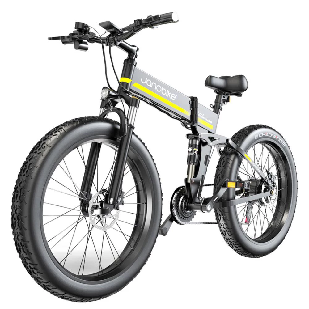 JANOBIKE H26 Electric Bicycle 48V 1000W Motor 12.8Ah Battery 26 Inch Fat Tire Snow, Mountain, City Bike - Black 1 JANOBIKE H26 Electric Bicycle 48V 1000W Motor 12.8Ah Battery 26 Inch Fat Tire Snow, Mountain, City Bike - Black