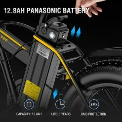 JANOBIKE E20 Fat Tire Electric Folding Mountain Bike 1000W Brushless Motor Aluminum Alloy Frame 7 Speed Gears 40km/h Removable Panasonic 48V 12.8Ah Battery up to 50km Range 20" x 4.0 Snow Tire XOD Hydraulic Brake Smart Meter - Black -Sports & Outdoors Sales janobike t10 folding electric scooter 23ah 1000w x2 motor black 1625907575760
