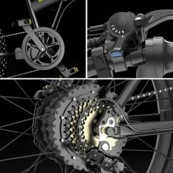 JANOBIKE E20 Fat Tire Electric Folding Mountain Bike 1000W Brushless Motor Aluminum Alloy Frame 7 Speed Gears 40km/h Removable Panasonic 48V 12.8Ah Battery up to 50km Range 20" x 4.0 Snow Tire XOD Hydraulic Brake Smart Meter - Black -Sports & Outdoors Sales janobike t10 folding electric scooter 23ah 1000w x2 motor black 1625907575807