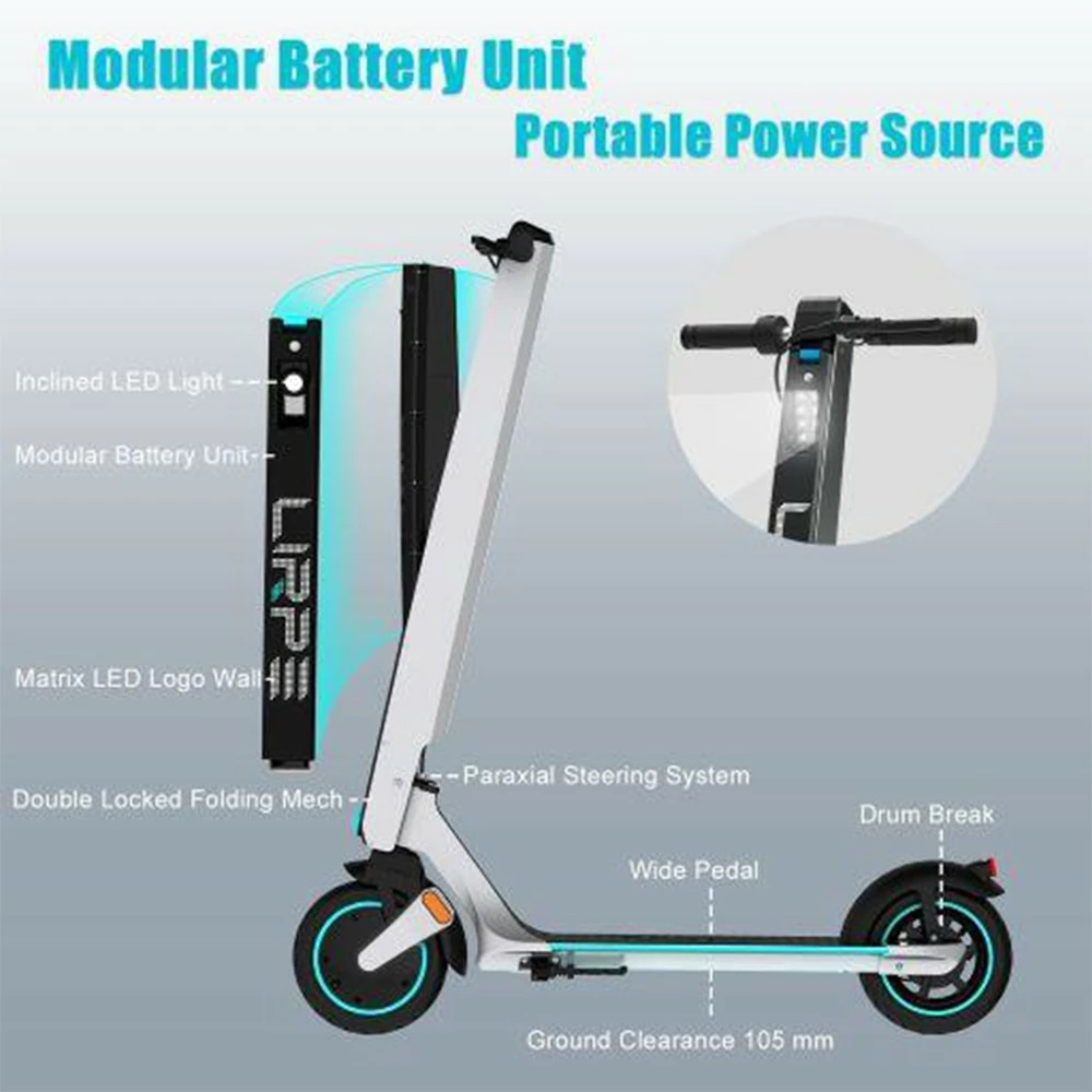 Lirpe R1 Modular Electric Scooter 8.5 Inch Tire 350W Motor 32Km/h Max Speed 36V 7.8Ah Battery 45KM Range APP Control Removable Battery - EU 2 Lirpe R1 Modular Electric Scooter 8.5 Inch Tire 350W Motor 32Km/h Max Speed 36V 7.8Ah Battery 45KM Range APP Control Removable Battery - EU - Image 2