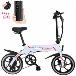 NIUBILITY B16 Electric Moped Folding Bike 16 inch 42V 10.4Ah Battery 40km -50km Mileage 350W Motor Max 25km/h Double Disc Brake Variable Speed System LED Light KMC Chain - White