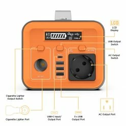 NOVOO Power Bank with Socket Portable Aluminium Power Station 230 V EU 230 Wh 62,400 mAh Battery Generator AC / DC Port PD Type-C CPAP Power Station for Travel Camping Emergency - Orange -Sports & Outdoors Sales novoo ess 230wh 62400mah solar generator portable power station 842318 1641346846004