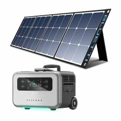 ZENDURE SuperBase Pro 2000 Portable Power Station, 1 x BLUETTI SP200 200W Foldable Solar Panel, 2,096Wh Large Capacity 3,000W Ampup Capability, 14 Outputs, 6.1 Inch Clear Display, Built-in 4G IoT, App Control, Charge to 80% in 1 Hour - EU Plug